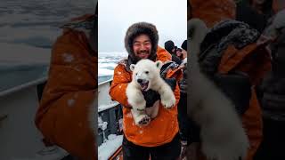 A orphaned polar bear cub becomes a mascot for sailors ❤️ [upl. by Ynnaej]