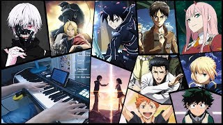 50 ANIME SONGS in 15 MINUTES Piano Medley  10000 Subs Special [upl. by Trebo]