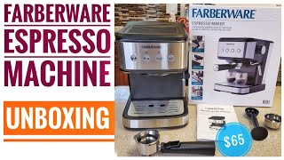 UNBOXING Walmart FARBERWARE Espresso Maker 65 MILK Frother 28035441 [upl. by Yxor]