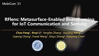 MobiCom 2021  Teaser  RFlens MetasurfaceEnabled Beamforming for IoT Communication and Sensing [upl. by Nikaniki]