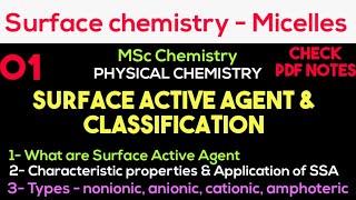 Surface active agents  Characters  Properties  Application  Types •Msc SURFACE CHEMISTRY• [upl. by Eicnarf]