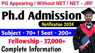 PHD Admission Notification Release 2024 🎯 Phd Admission Notification Nov 2024 Notification 2024 [upl. by Cantone]