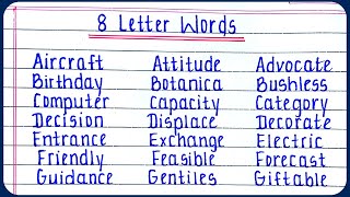 8 letter words in English 100 words  Eight letter words in English  A to Z 8 letter words [upl. by Naired]