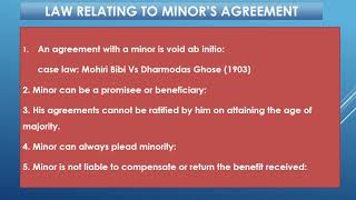 Contractual Capacity  Law Relating To Minors Agreement [upl. by Nhepets]