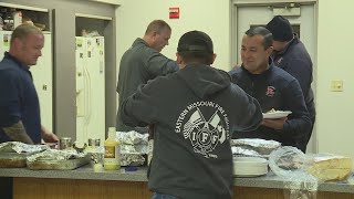 Away from their families first responders share Thanksgiving dinner [upl. by Tuneberg]