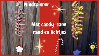 Haken ♥ Kerst windspinner met candy cane rand en lichtjes [upl. by Ahsekar988]