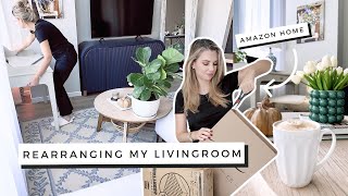 Rearranging my living room AMAZON HOME FINDS Refreshing my space [upl. by Yreffej486]