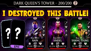 MK Mobile Fatal Dark Queens Tower Battle 200 vs Random Team Did I Actually Get Lucky [upl. by Ynittirb]