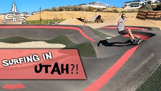 Longboarding the Bluffdale Pump Track  Cement Surfing the Bluffdale Skatepark [upl. by Enelie]