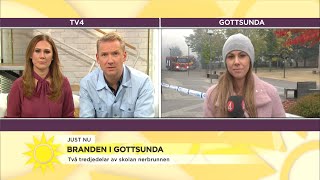 Skolbrand i Gottsunda – quotElever och lärare möts av en fasansfull syn när skolan  Nyhetsmorgon TV4 [upl. by Oad198]