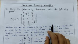 Dominance Property in Game Theory Example 2  Dominance Rules in Game Theory  Operation Research [upl. by Connel679]