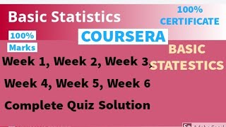 Coursera Basics Statistics all week quiz answer  Basic Statistics all week complete quiz solution [upl. by Joktan]