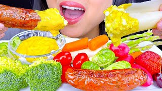 Asmr Mukbang  Sausage amp Veggies DIPPED in Cottage Cheese Mustard Sauce  Eating Sounds  ASMR Phan [upl. by Htebirol]