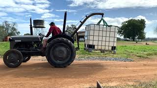 Fergie tractor getting the job done with a Massey Ferguson 512 Jib crane [upl. by Lebatsirc]