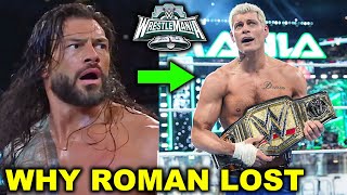 Why Roman Reigns Lost Title to Cody Rhodes at WWE WrestleMania 40 as The Rock amp Paul Heyman Are Sad [upl. by Ahsiad773]