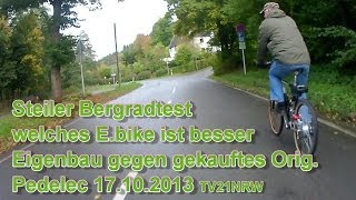 Ebike Eigenbau gegen org Pedelec wer ist besser am Berg 17102013 TV21NRW [upl. by Elehcir]