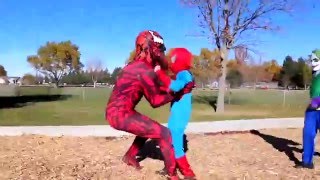 Joker amp Spiderman Vs Carnage In Real Life Kid Superhero Fight [upl. by Brout]