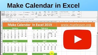 Make Calendar in Excel 2019 [upl. by Kresic]