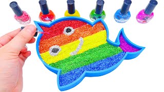 Mixing rainbow Slime Gitter with shark pool  Toddler Learning Video [upl. by Ogdon]