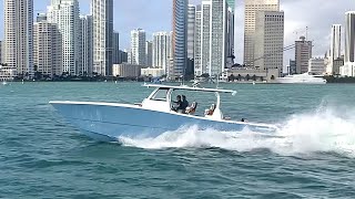 NEW 43 FREEMAN  Walkthrough and SeaTrial at 2022 Miami Boat Show some 47’ Freeman too [upl. by Eenar715]