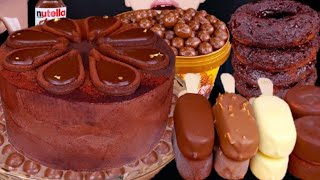 Jimmy ASMR chocolate malteser milk cake ice cream donut cookie Mukbang bites only [upl. by Fredella834]