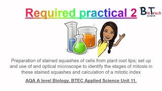 Required practical 2 A Level BiologyBTEC Applied Science root tip squash Mitosis  BioTeach [upl. by Nallid]