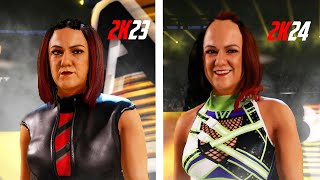 WWE 2K24 vs WWE 2K23  New Character ModelsGraphicsEntrance Comparison [upl. by Nelad]