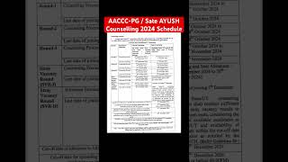 AACCC PG AYUSH Counselling 2024 Schedule Release [upl. by Veats]