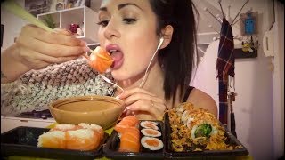 ASMR MANGIO SUSHI  Eating Sounds SALMON ROLL Uramaki Hosomaki Nigiri [upl. by Edwards]