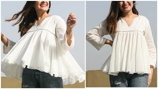 Trending Top Cutting and Stitching  Full Sleeve Ruffle Top [upl. by Epps]