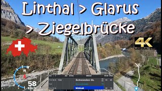 CAB RIDE 4K 🇨🇭 Linthal  Glarus  Ziegelbrücke 😎 SBB SOB  S25 S6  DPZ Re 450 SBahn Zürich 🛤 🏞 [upl. by Mihcaoj220]