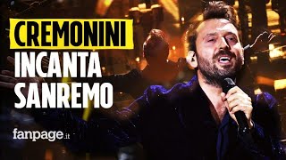 Sanremo 2022 Cesare Cremonini incanta l’Ariston nel pubblico anche la fidanzata Martina Maggiore [upl. by Hermione]