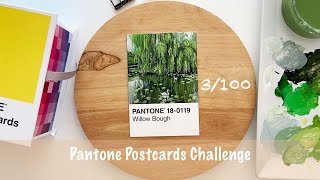 Part 3100 Pantone Challenge POSTCARDS 🎨 paint with me gouache [upl. by Stanleigh]