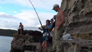 83kg Marlin Off The Rocks by 12yr old Angelo [upl. by Ajram84]