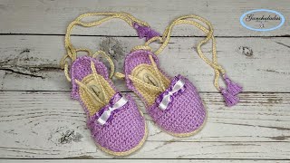 ALPARGATAS o SANDALIAS a GANCHILLO CROCHET PARA NIÑA con PUNTOS BÁSICOS  PARTE 1 SUELA 03 MESES [upl. by Elmore]