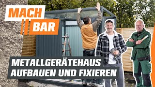 Metallgerätehaus aufbauen und fixieren  OBI [upl. by Bondy]