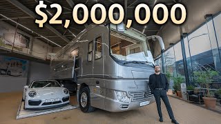 Touring a 2000000 Luxury Motorhome with Secret Supercar Garage [upl. by Verity636]