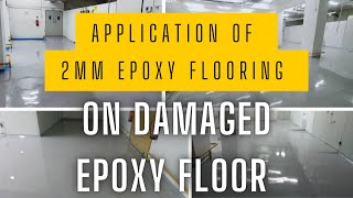 Epoxy Flooring Makeover Restoring a Damaged Epoxy Floor by Applying 2mm Epoxy [upl. by Lesiram]