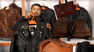 Pure Leather Jackets for men and women  Made in Nepal  Price Hunt part 4 [upl. by Ynaffad]