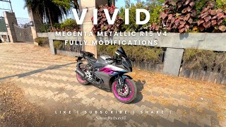 FULL R15 V4 FINAL LOOK  MODIFIED  VIVID MEGENTA COLOUR  SPOTY LOOK 🥵 yamaha r15v4 trending [upl. by Heinrick]