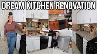 DREAM KITCHEN RENOVATION EXTREME KITCHEN TRANSFORMATION  RENTER FRIENDLY PROJECT  DIY HOME UPDATE [upl. by Anidem]