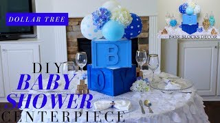 Dollar Tree DIY Baby Shower Decor  DIY Boy Baby Shower Centerpiece  Baby Blocks Baby Shower [upl. by Photina]