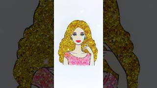 DIY Glitter Barbie Girl gold hair easy kids art craft kids barbie barbiegirl hair glitter [upl. by Mossolb559]