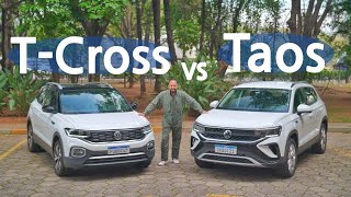 Taos X TCross Comparamos os SUVs com motor 14 turbo da Volkswagen [upl. by Sseb]