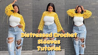 Easy crochet distressed sleevesshrug tutorial Mihankushea [upl. by Noami]