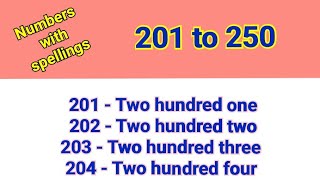 201 to 250 numbers with spelling101 to 150 numbers video [upl. by Ecyob876]