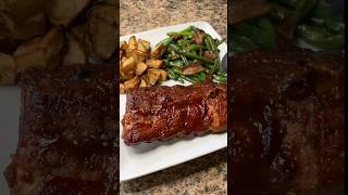 Oven baked ribs bbqribs ovenbaked easyrecipe homecooking fallvibes dinnerideas dinner [upl. by Nyahs]