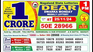 Nagaland Lottery Result 1pm 25112024  Official  Lottery Sambad [upl. by Flaherty285]