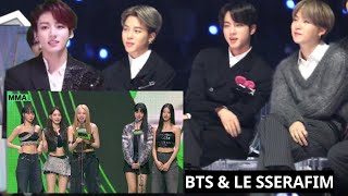 BTS Reaction to LE SSERAFIM and LE SSERAFIM Reaction to BTS at Music Award 2024 [upl. by Miyasawa]