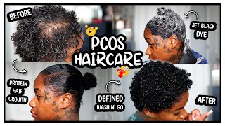 PCOS HAIRCARE Jet Black Dye Protein Hair Growth DEFINED Wash N Go [upl. by Durware]